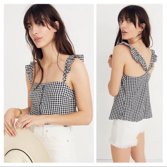 Madewell Tops - Madewell Ruffle Strap Gingham Top